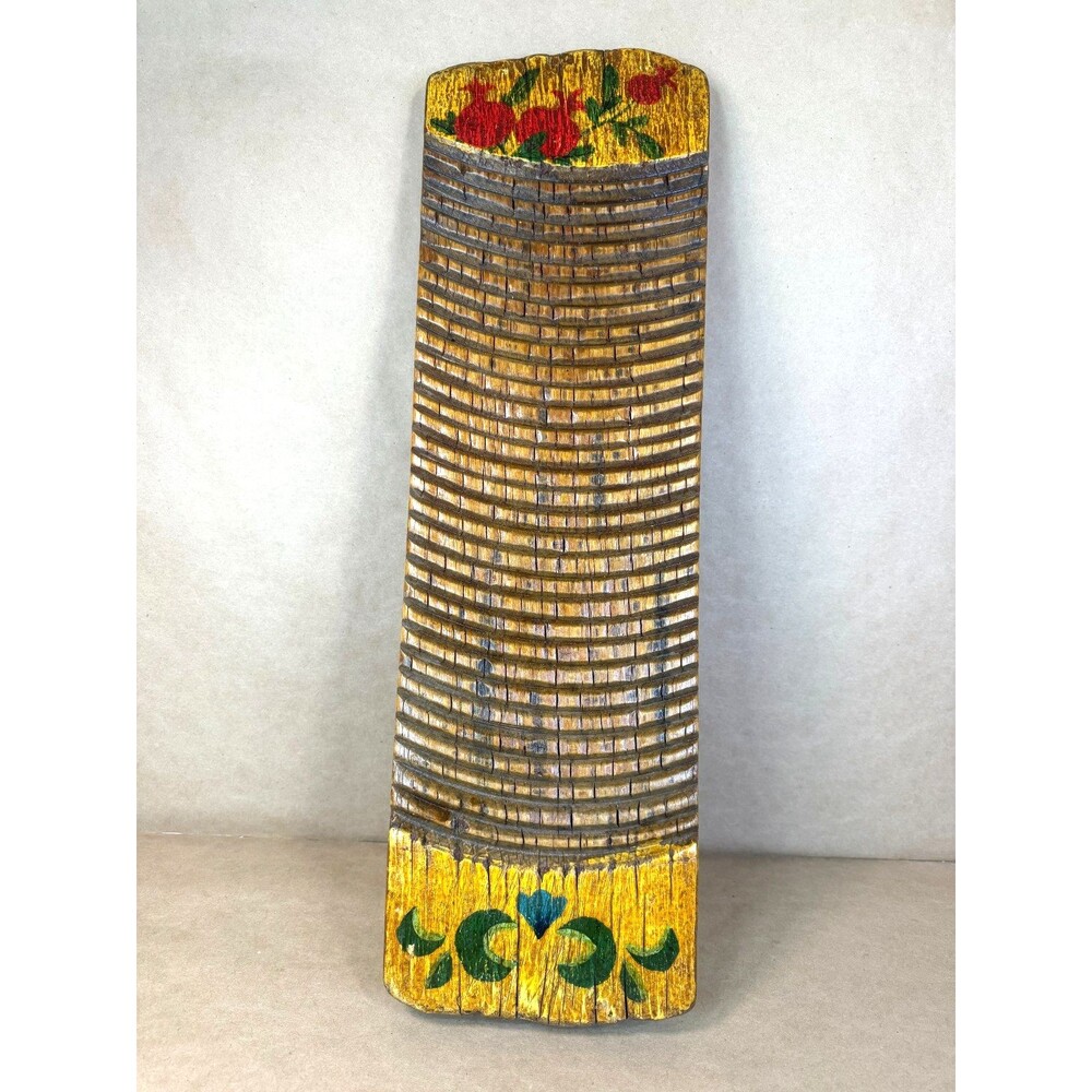 Chinese Wooden Washboard Antique Vintage Hand-Painted, Rustic Folk Art Farmhouse
